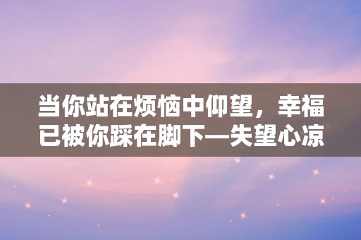 当你站在烦恼中仰望，幸福已被你踩在脚下—失望心凉的句子说说收藏60条