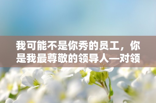 我可能不是你秀的员工，你是我最尊敬的领导人—对领导表示感谢的高级文案精选