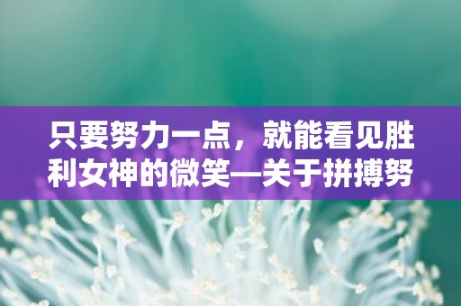 只要努力一点，就能看见胜利女神的微笑—关于拼搏努力的说说