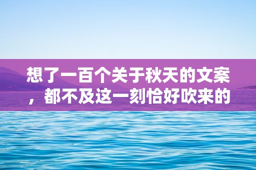 想了一百个关于秋天的文案，都不及这一刻恰好吹来的晚风—温柔到骨子里的秋天文案汇总四十八条