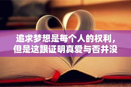 追求梦想是每个人的权利，但是这跟证明真爱与否并没有关系—关于现实的句子