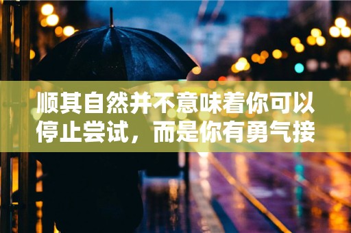 顺其自然并不意味着你可以停止尝试，而是你有勇气接受努力后的成功或失败—看破红尘的句子93句