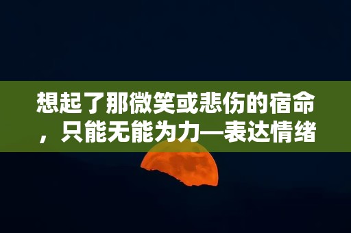 想起了那微笑或悲伤的宿命，只能无能为力—表达情绪低落的心情说说