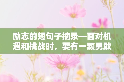 励志的短句子摘录—面对机遇和挑战时，要有一颗勇敢和智慧的心