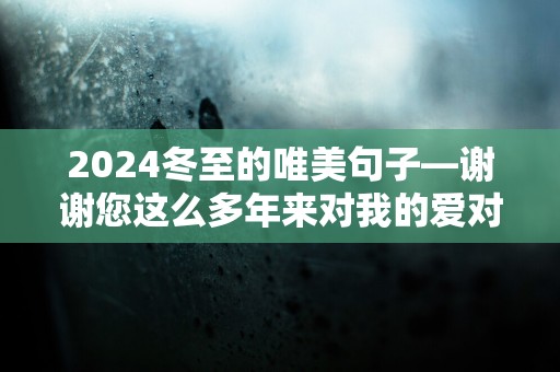 2024冬至的唯美句子—谢谢您这么多年来对我的爱对我的照顾，我定会好好的报答您们