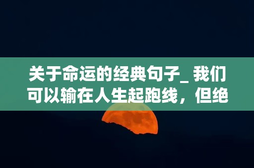 关于命运的经典句子_ 我们可以输在人生起跑线，但绝不能输在人生转折点