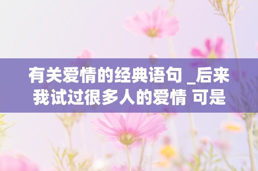 有关爱情的经典语句 _后来我试过很多人的爱情 可是再也没有遇见你时怦然心动的那种