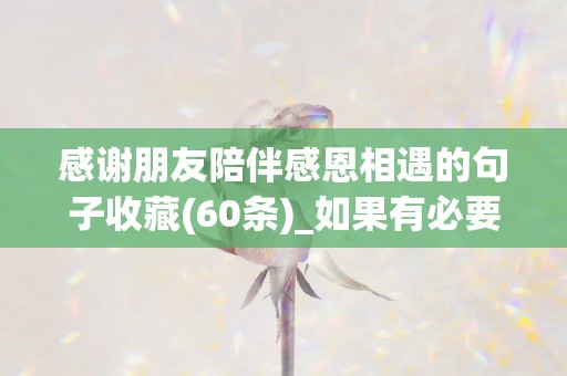 感谢朋友陪伴感恩相遇的句子收藏(60条)_如果有必要相遇就终究会遇到的不是吗