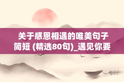  关于感恩相遇的唯美句子简短 (精选80句)_遇见你要感谢那场天公不作美的雷鸣大雨