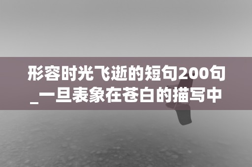 形容时光飞逝的短句200句_一旦表象在苍白的描写中变得黯淡，一旦故事在无力的叙述中变得颓然