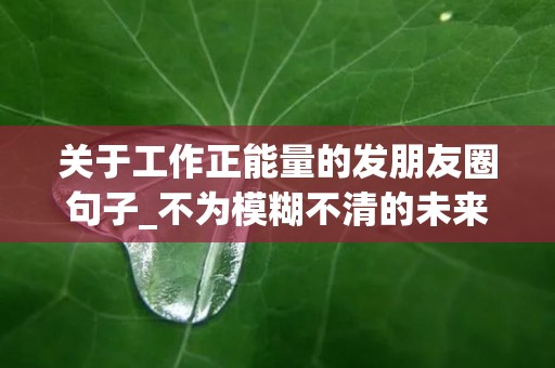 关于工作正能量的发朋友圈句子_不为模糊不清的未来担忧，只为清清楚楚的现在努力