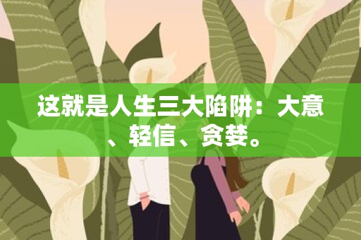 这就是人生三大陷阱：大意、轻信、贪婪。