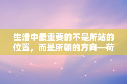 生活中最重要的不是所站的位置，而是所朝的方向—荷塘月色的歌词23句