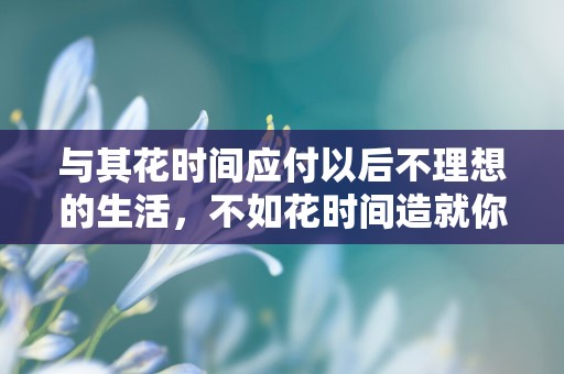 与其花时间应付以后不理想的生活，不如花时间造就你想要的生活—描写生活中随遇而安的句子锦集