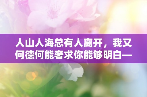 人山人海总有人离开，我又何德何能奢求你能够明白—朋友圈心情低落说说